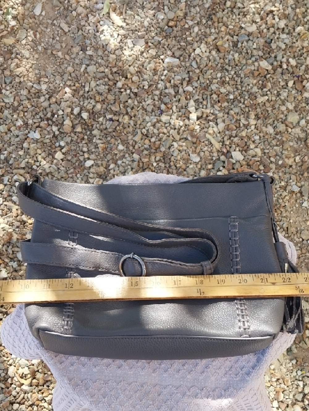 The Sak Melrose‎ Zip Leather Crossbody Bag Slate - Picture 8 of 11